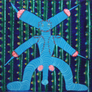 Molotov 2, 2013. Acrylic on canvas, 6 x 6 inches.