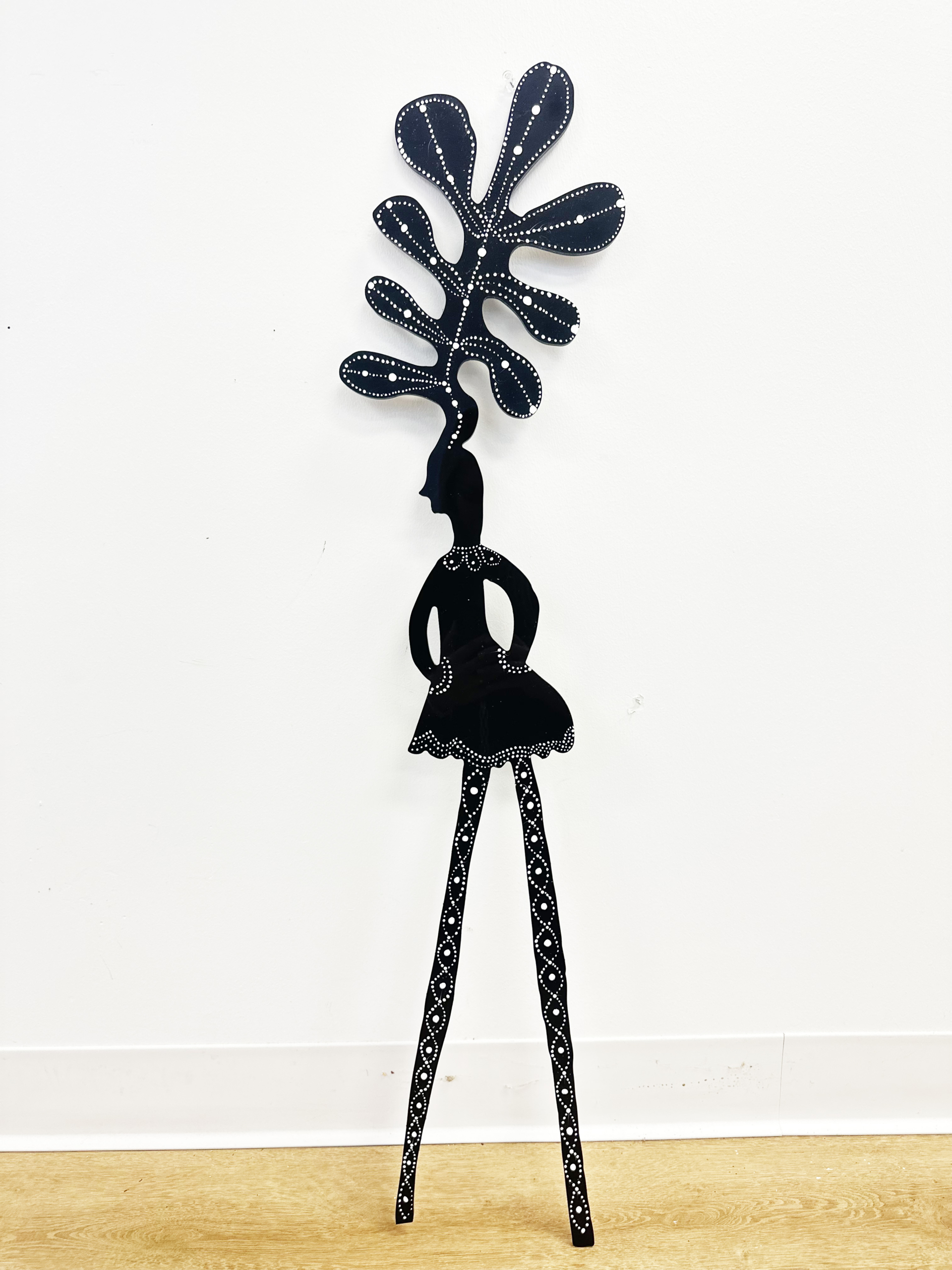 Balance (from the series “Coyote Mon Amour”), 2023. Acrylic on acrylic sheet cutout, 37-1/2 x 10 inches.