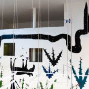 ¡Displaced Mundo!, 2021 (installation view). Acrylic on wall, 250 x 384 inches.
