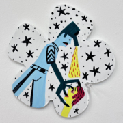 Campanita 10, 2024. Acrylic on aluminum composite material (ACM), 7 x 7 inches.