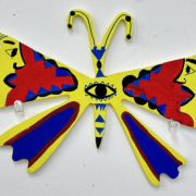 Mariposita 1, 2024. Acrylic on aluminum composite material (ACM), 6 x 9 inches.