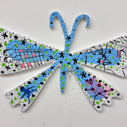 Mariposita 2, 2024. Acrylic on aluminum composite material (ACM), 6 x 10 inches.