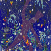 Purple Hunter, 2024. Acrylic gouache on canvas, 24 x 18 inches.