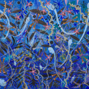 Erizos, 2024. Acrylic gouache on canvas, 47 x 60 inches.